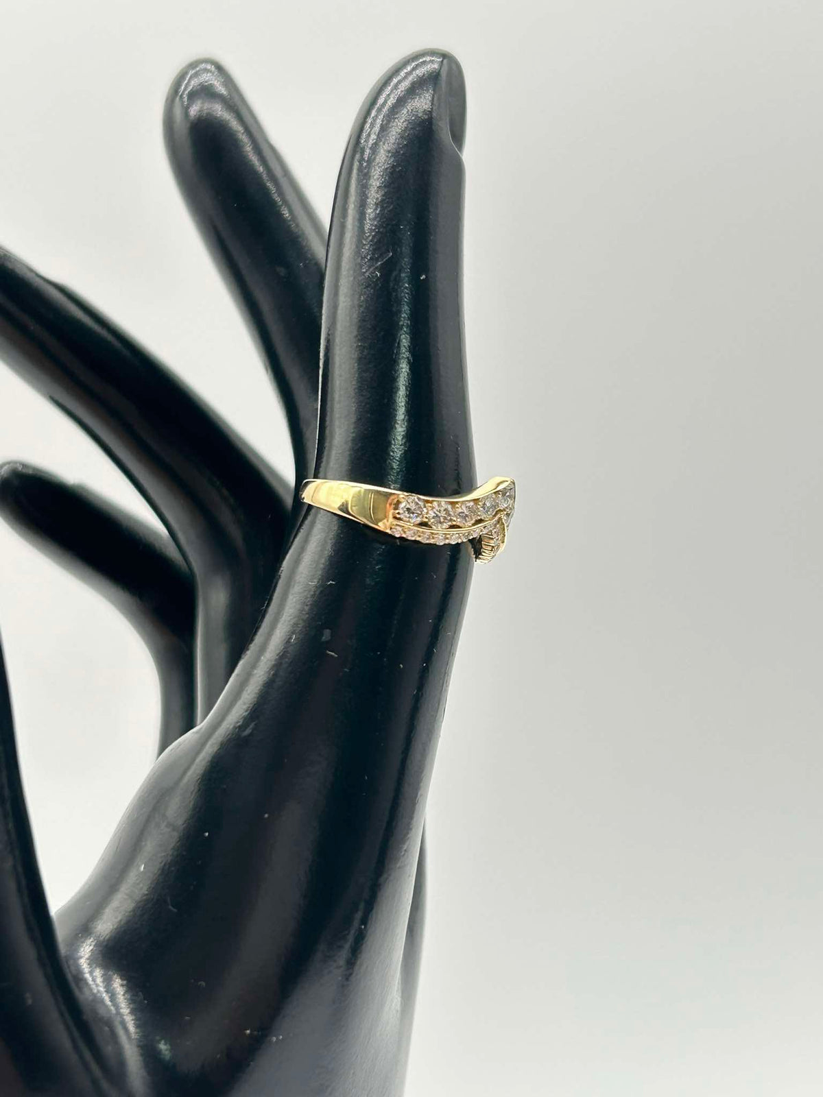 K18 YG Double Layer Chevron Ring 0.70ct 2.60g