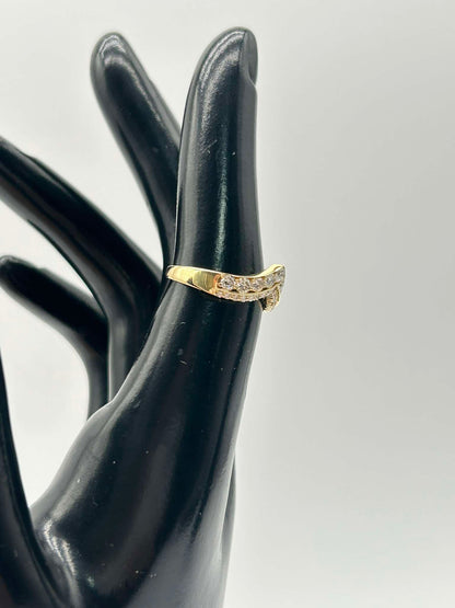 K18 YG Double Layer Chevron Ring 0.70ct 2.60g