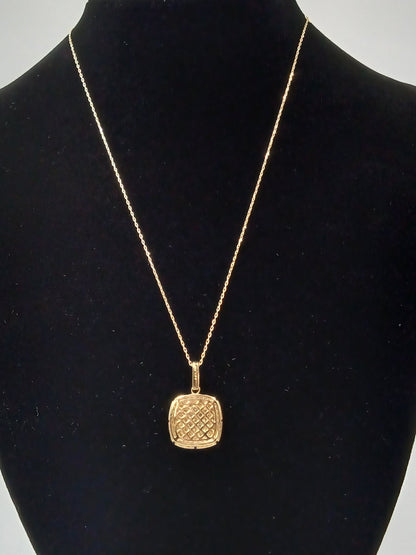 K18 YG Square Cluster Necklace 1ct 3.20g