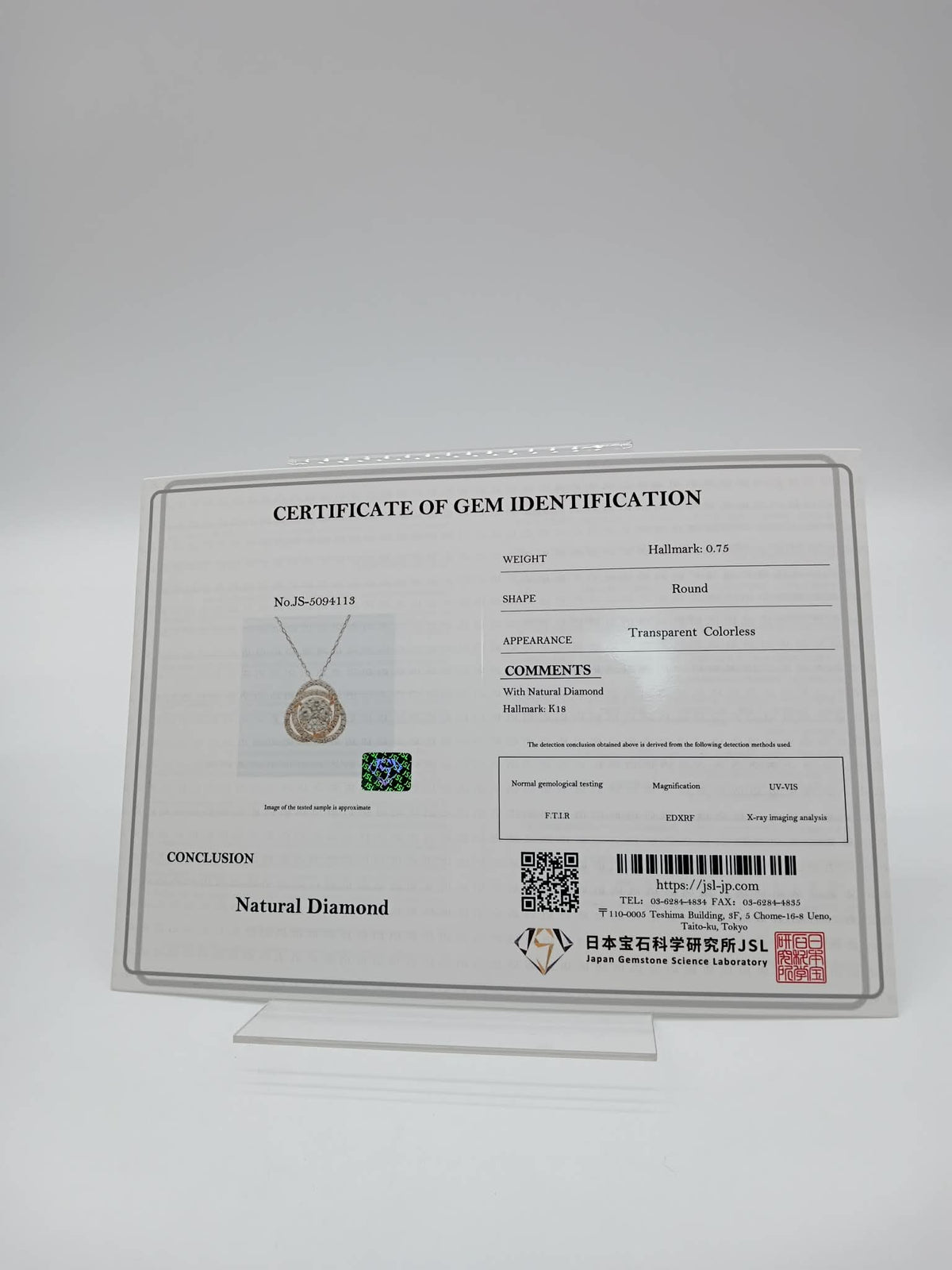 K18 YG Lady Boss Necklace 0.75ct 2.50g