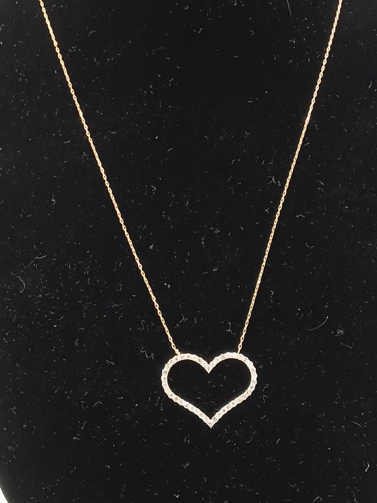 K18 YG Open Heart Necklace 0.50ct 1.60g
