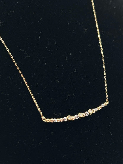 K18 YG Tricolor Smile Necklace 0.10ct 1.50g