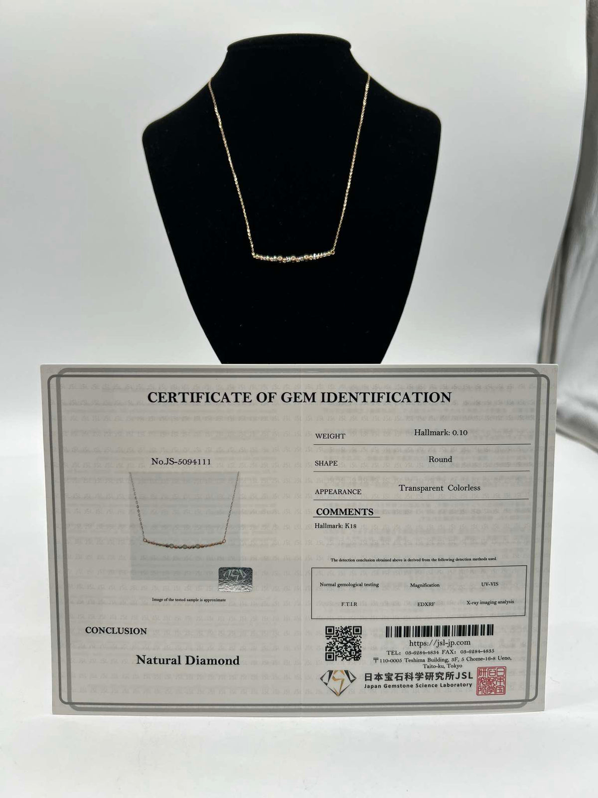 K18 YG Tricolor Smile Necklace 0.10ct 1.50g