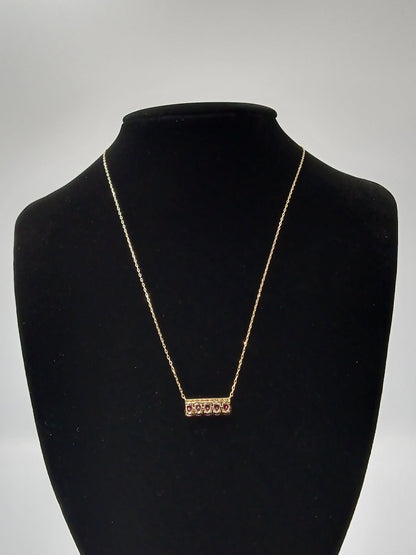 K18 YG Horizontal Ruby Necklace D0.15ct R1.54ct 1.80g