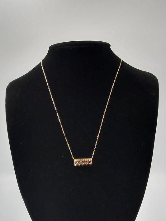 K18 YG Horizontal Ruby Necklace D0.15ct R1.54ct 1.80g